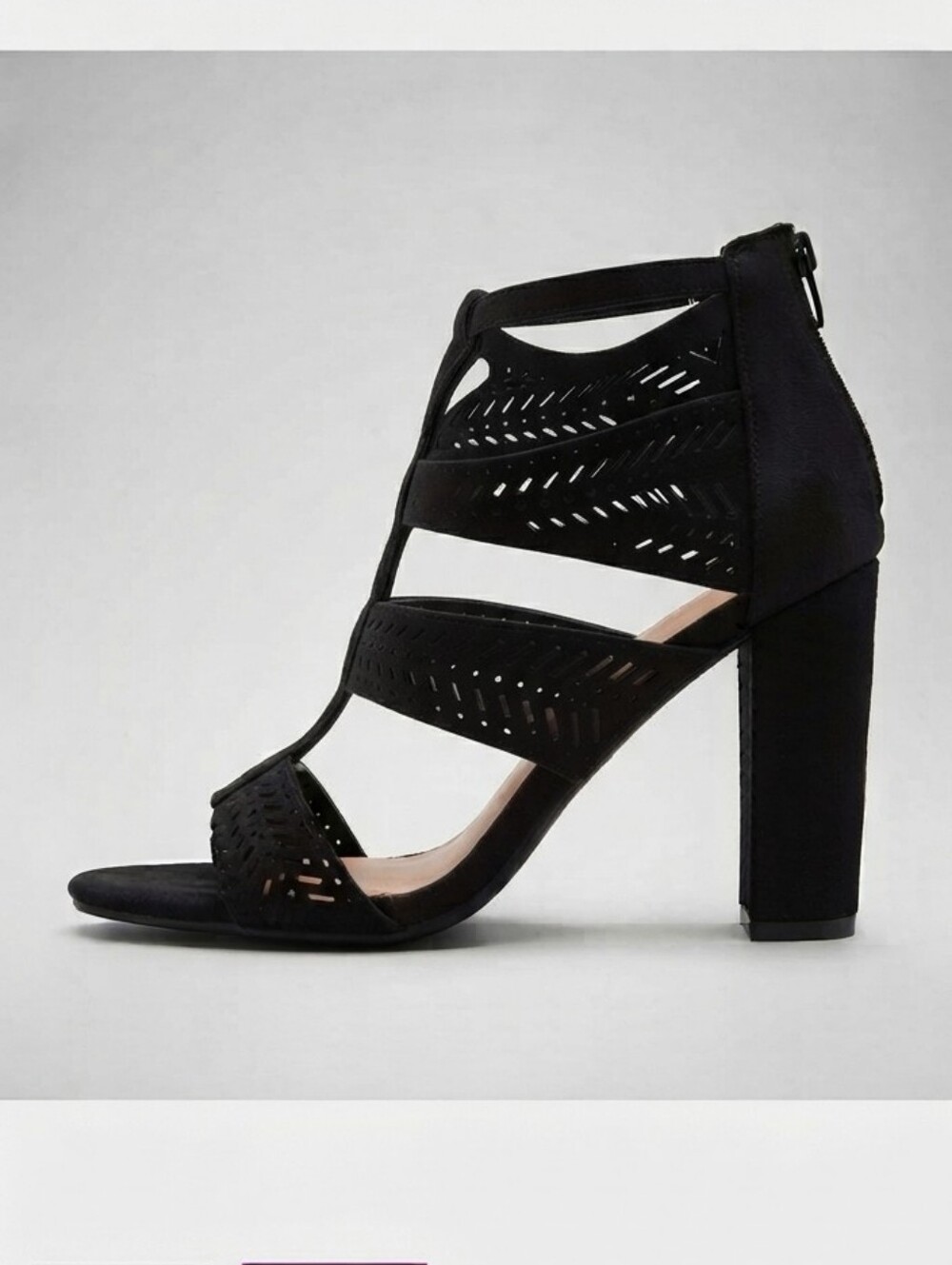 Aldo Black Laser-Cut Strappy High Heels
